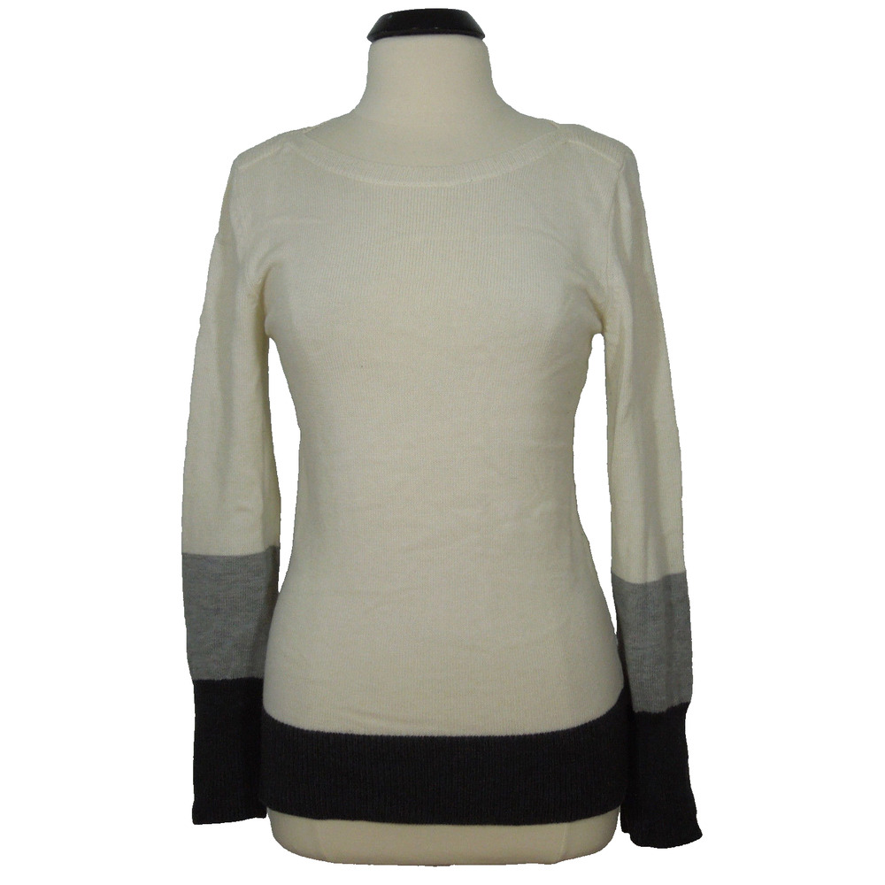 GAP Boat Neck M MEDIUM Creme Gray Sweater Top